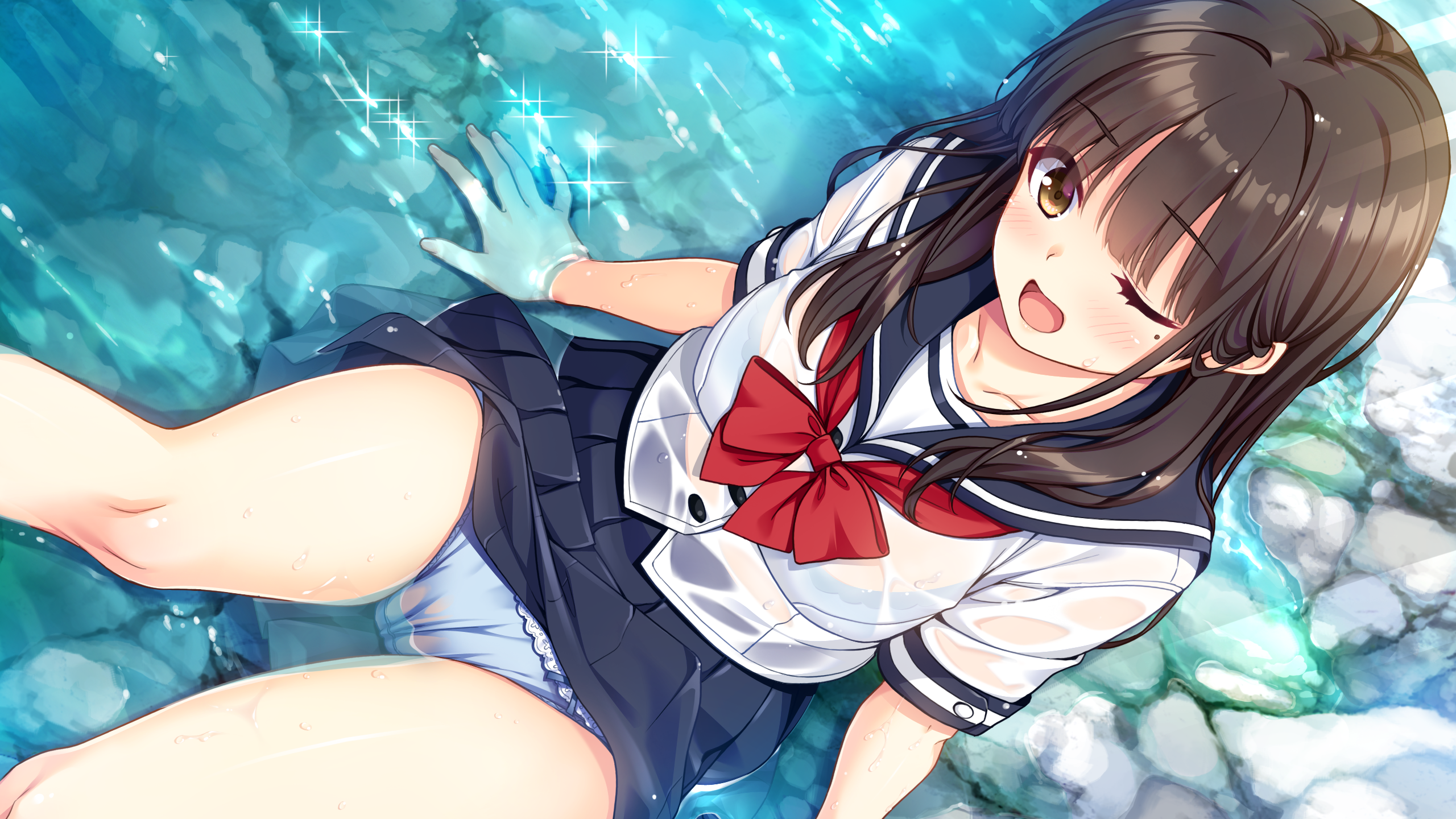 尻もちついて